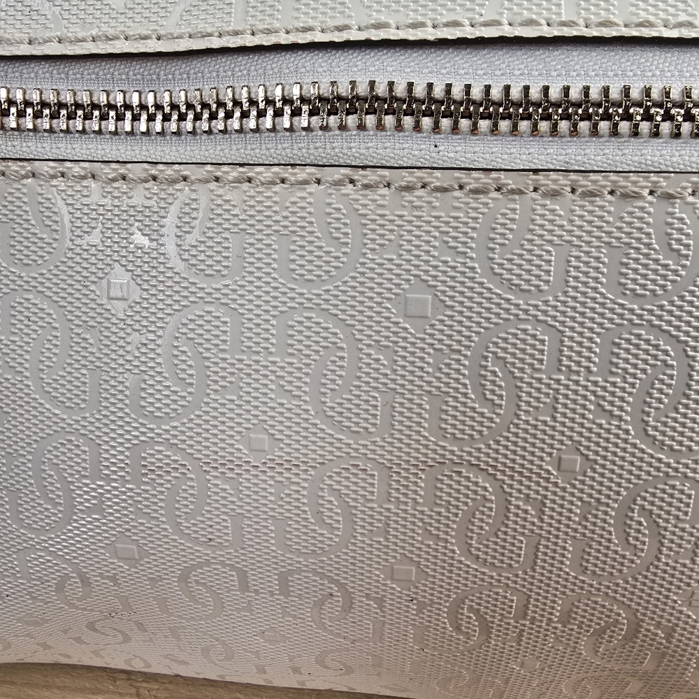 Guess Hula Girl Uptown Purse Shoulder Tote Bag White Faux Leather - Picture 8 of 16